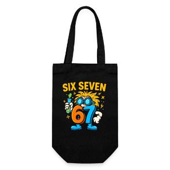 Six Seven 67 Science Humor Nerd Gift Idea - Gift Bag for Bottles - black - Front