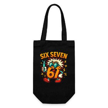 Six Seven 67 Science Humor Nerd Gift Idea - Gift Bag for Bottles - black - Front