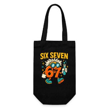 Six Seven 67 Science Humor Nerd Gift Idea - Gift Bag for Bottles - black - Front