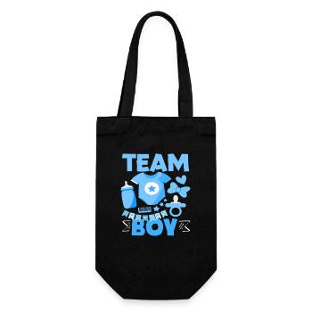 Team Junge Baby Party Blau Gender Reveal - Geschenkbeutel für Flaschen - Schwarz - Vorne