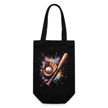 Ball- und Schlägerhandschuh-Splash-Art - Geschenkbeutel für Flaschen - Schwarz - Vorne