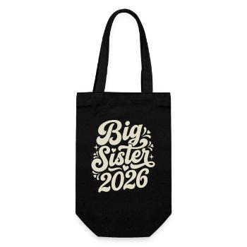 Große Schwester 2026 Script-Design - Geschenkbeutel für Flaschen - Schwarz - Vorne