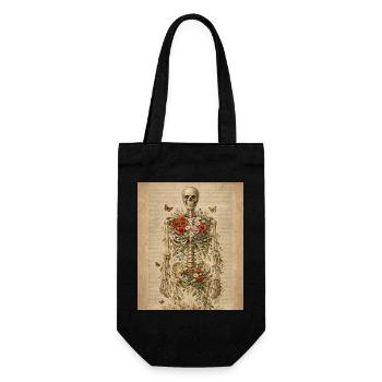 Skeleton Flower Nature Floral Gothic Fairycore - Gift Bag for Bottles - black - Front