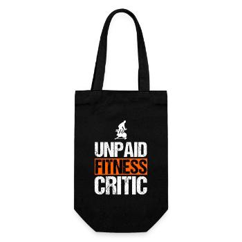 Unpaid Fitness Critic Funny Indoor Cycling Art - Gift Bag for Bottles - black - Front