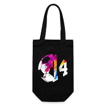 NR. 14 FUßBALLER NUMMER 14 FUßBALL 14. GEBURTSTAG - Geschenkbeutel für Flaschen - Schwarz - Vorne