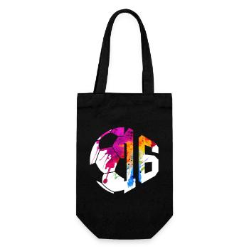 NR. 16 FUßBALLER NUMMER 16 FUßBALL 16. GEBURTSTAG - Geschenkbeutel für Flaschen - Schwarz - Vorne