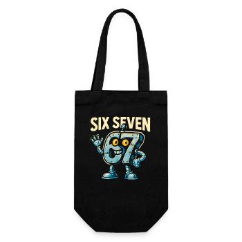 Six Seven 67 Italian Brainrot Roboter Meme Humor - Geschenkbeutel für Flaschen - Schwarz - Vorne