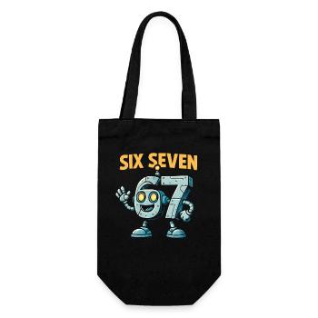 Six Seven 67 Italian Brainrot Roboter Meme Humor - Geschenkbeutel für Flaschen - Schwarz - Vorne
