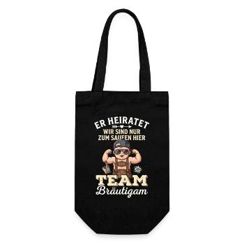 Polterabend Männer T-Shirt poltern JGA Tracht - Geschenkbeutel für Flaschen - Schwarz - Vorne