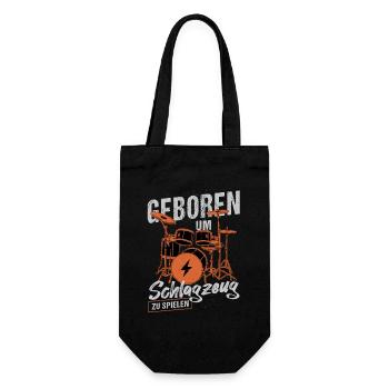 Geboren zum Schlagzeugspielen / Drummer - Geschenkbeutel für Flaschen - Schwarz - Vorne