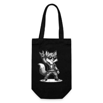 Heavy Metal Rock Musik Fuchs - Geschenkbeutel für Flaschen - Schwarz - Vorne