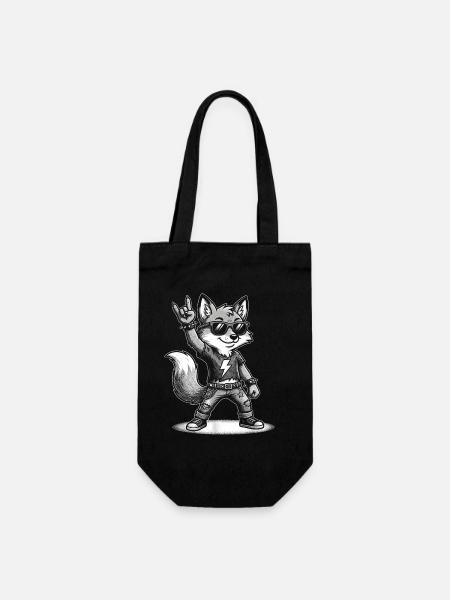 Heavy Metal Rock Musik Fuchs - Geschenkbeutel für Flaschen - Schwarz