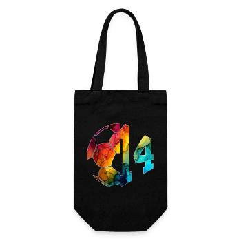 NR. 14 FUßBALLER NUMMER 14 FUßBALL 14. GEBURTSTAG - Geschenkbeutel für Flaschen - Schwarz - Vorne