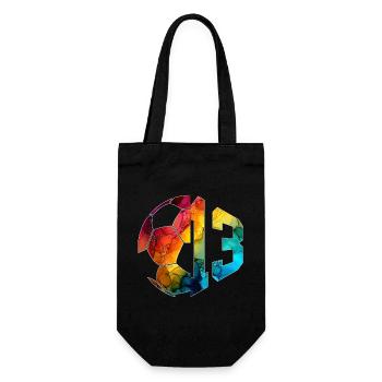 NR. 13 FUßBALLER NUMMER 13 FUßBALL 13. GEBURTSTAG - Geschenkbeutel für Flaschen - Schwarz - Vorne
