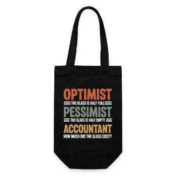 Optimist Pessimist Accountant Glass Cost Funny - Gift Bag for Bottles - black - Front