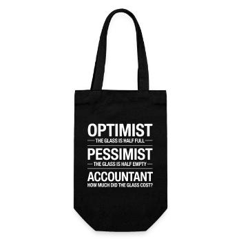 Optimist Pessimist Accountant Glass Cost Funny - Gift Bag for Bottles - black - Front