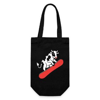 Vache sur skateboard - Sac à bouteille - noir - Devant