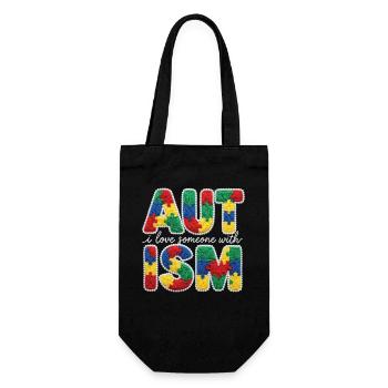 Fausse laine J’aime quelqu’un autiste - Sac à bouteille - noir - Devant