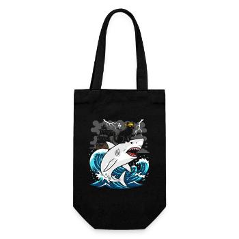Pirate cat against storm shark - Gift Bag for Bottles - black - Front