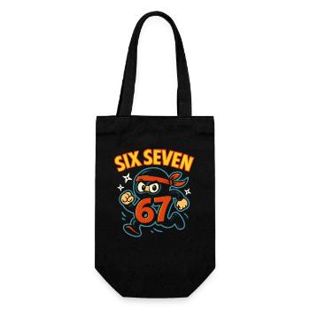 Six Seven 67 Italian Brainrot Ninja Humor Funny - Gift Bag for Bottles - black - Front