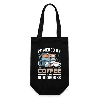 Powered By Coffee And Audiobooks Spruch Hörbücher - Gift Bag for Bottles - black - Front