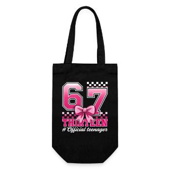 13. Geburtstags-Shirt Lustiges Meme 67 Geburtstag 13 - Geschenkbeutel für Flaschen - Schwarz - Vorne