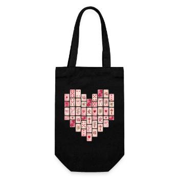 Rosa Mahjong Herz Muster - Geschenkbeutel für Flaschen - Schwarz - Vorne
