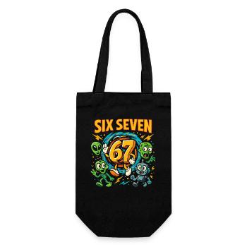Six Seven 67 Italian Brainrot Nerd Humor Funny - Gift Bag for Bottles - black - Front
