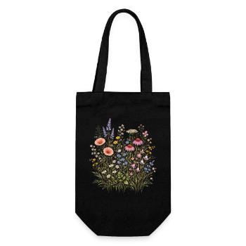 Wildblumen Blumen Blumen Botanischer Naturgarten - Geschenkbeutel für Flaschen - Schwarz - Vorne