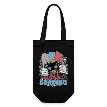 Life is Loading: Gaming Graffiti - Geschenkbeutel für Flaschen - Schwarz - Vorne