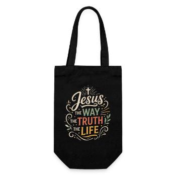 Jesus Bible Verse The Way The Truth Life - Gift Bag for Bottles - black - Front