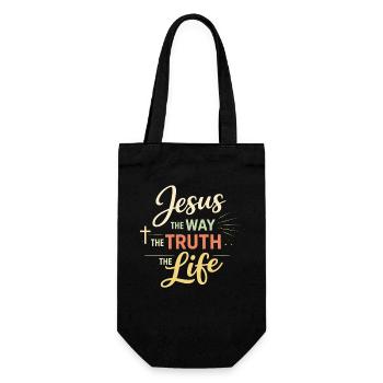 Jesus Bible Verse The Way The Truth Life - Gift Bag for Bottles - black - Front