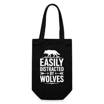 Wolf Sprüche Wölfe Lustiges Wolf Geschenk - Geschenkbeutel für Flaschen - Schwarz - Vorne
