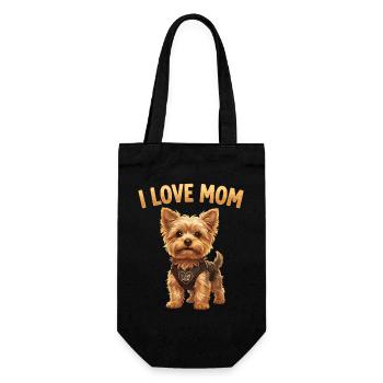 I Love Mom Yorkshire Terrier Design - Geschenkbeutel für Flaschen - Schwarz - Vorne