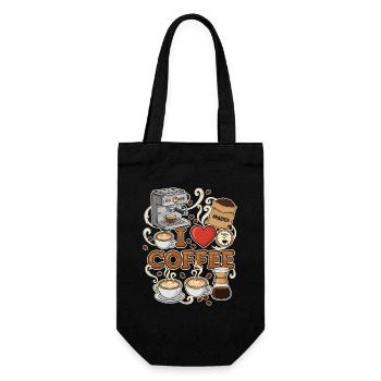 I Love Coffee Barista - Geschenkbeutel für Flaschen - Schwarz - Vorne