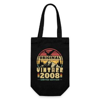 2008 Vintage Retro Birthday Gift - Gift Bag for Bottles - black - Front