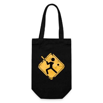 Baseball-Silhouette mit Schläger - Geschenkbeutel für Flaschen - Schwarz - Vorne