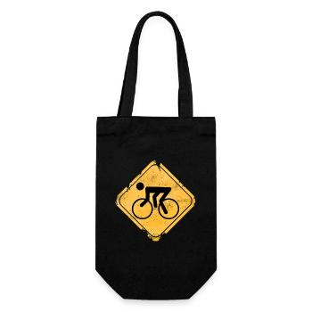 Bicycle symbol on yellow warning sign - Gift Bag for Bottles - black - Front