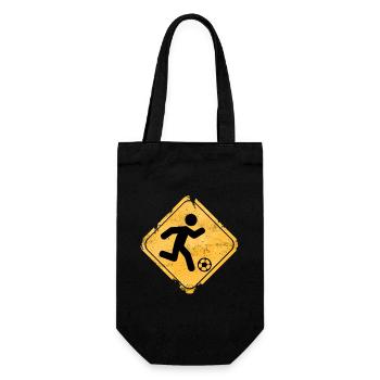 Panneau d’avertissement jaune coureur de football - Sac à bouteille - noir - Devant