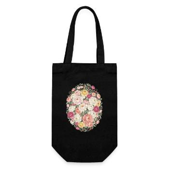 Pastel Blossom Oval Rose Bouquet - Gift Bag for Bottles - black - Front