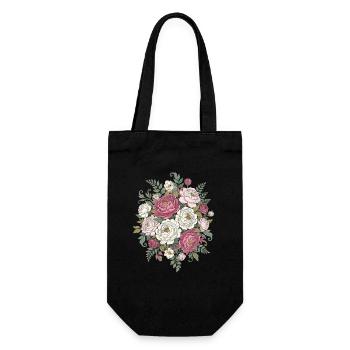 Bouquet de roses vintage rose blanc - Sac à bouteille - noir - Devant