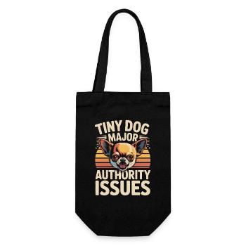 Petit chien, grand ego | Dicton Chihuahua - Sac à bouteille - noir - Devant