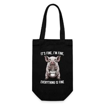 Its Fine Im Fine Kaffee Schwein Humor - Geschenkbeutel für Flaschen - Schwarz - Vorne