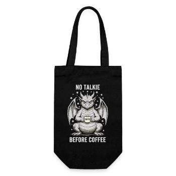 No Conversation Before Coffee Lover Dragon - Gift Bag for Bottles - black - Front