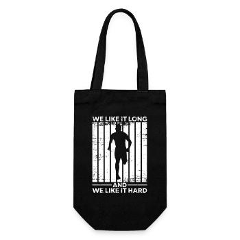 Marathon Runner We Like It Long & Hard Running - Geschenkbeutel für Flaschen - Schwarz - Vorne