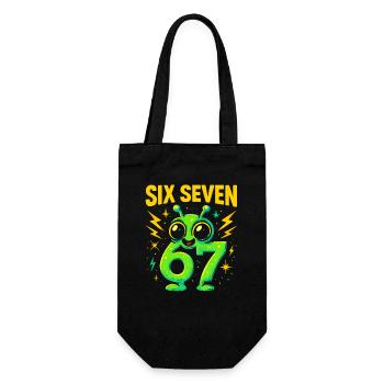 Six Seven 67 Italian Brainrot Alien Humor Funny - Gift Bag for Bottles - black - Front