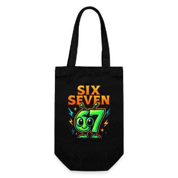 Six Seven 67 Italian Brainrot Alien Humor Funny - Gift Bag for Bottles - black - Front