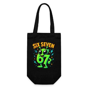 Six Seven 67 Italian Brainrot Alien Humor Funny - Gift Bag for Bottles - black - Front