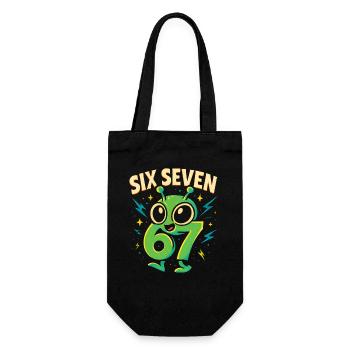 Six Seven 67 Italian Brainrot Alien Humor Funny - Gift Bag for Bottles - black - Front