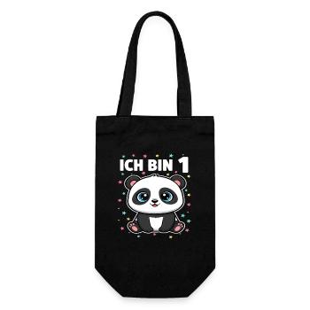 Ich bin 1 - Süßes Panda zum 1. Geburtstag - Geschenkbeutel für Flaschen - Schwarz - Vorne